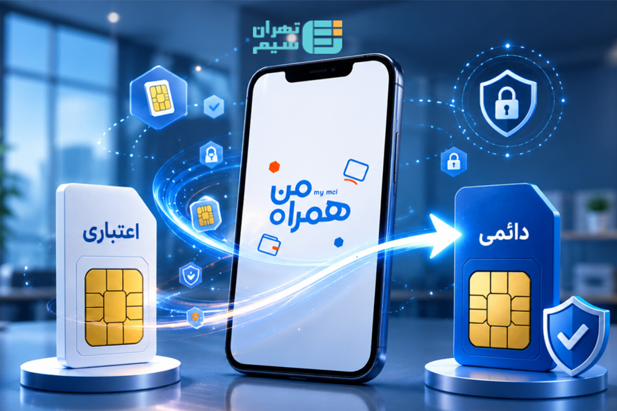 آموزش تبدیل سیم‌کارت اعتباری به دائمی با اپلیکیشن همراه من
