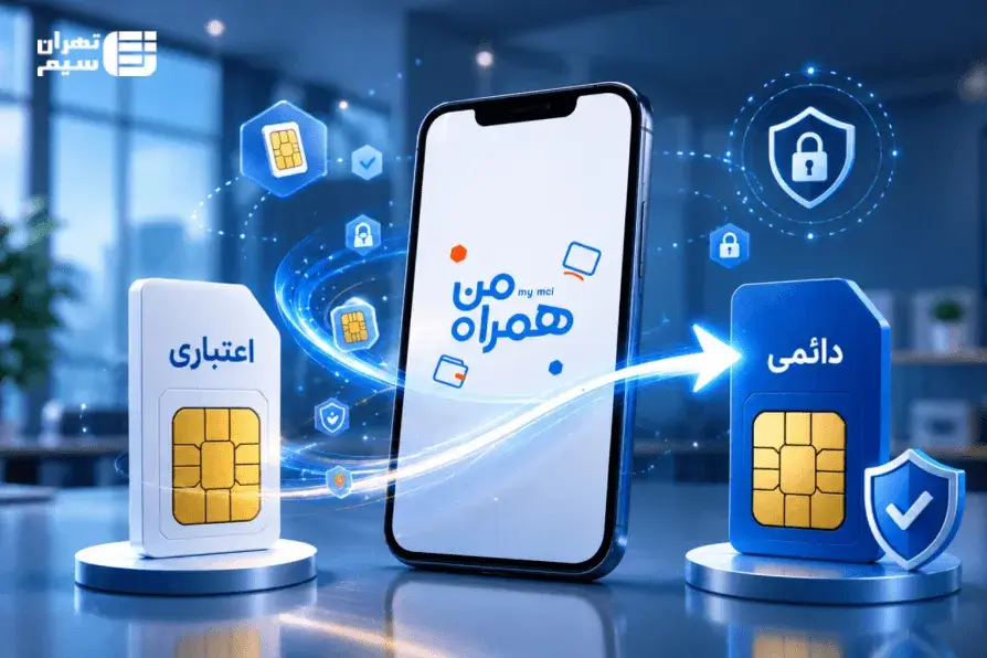 آموزش تبدیل سیم‌کارت اعتباری به دائمی با اپلیکیشن همراه من
